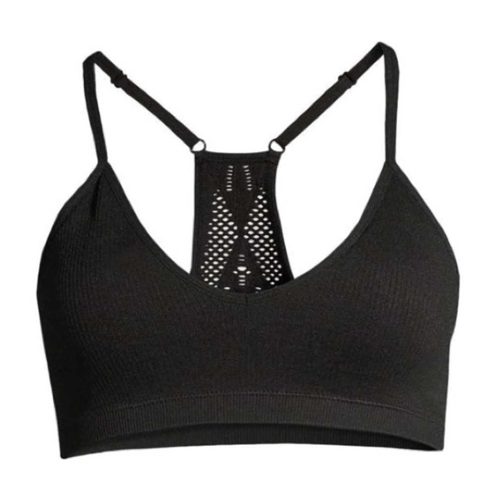 No Boundaries Juniors' Seamless Triangle Bralette with Crochet Back